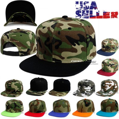 Baseball Camouflage Cap Snapback Hat Tactical Hip Hop CAMO Blank Flat Visor Brim  eb-05724749